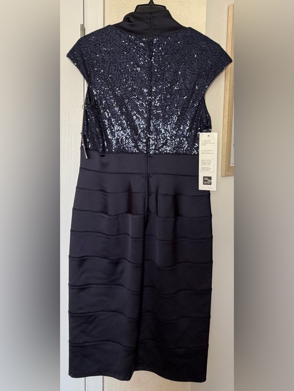 Tadashi Shoji Navy Sequin Bodice Bandage Midi Dress - Picture 3 of 5